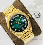 EW Factory V2 Rolex Day Date 40 Yellow Gold Green Gradient Watch with nfc card - Super Clone